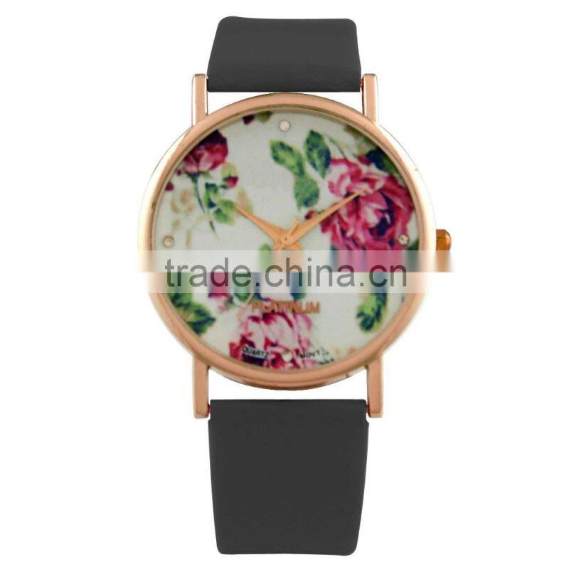 FT1432 High quality stainless steel case back floral analog fashion watch