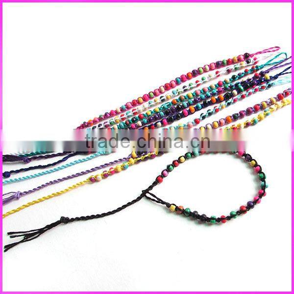 FL0912 Fashion wood beads and conch shell charm friendship bracelet,handmade friendship bracelet