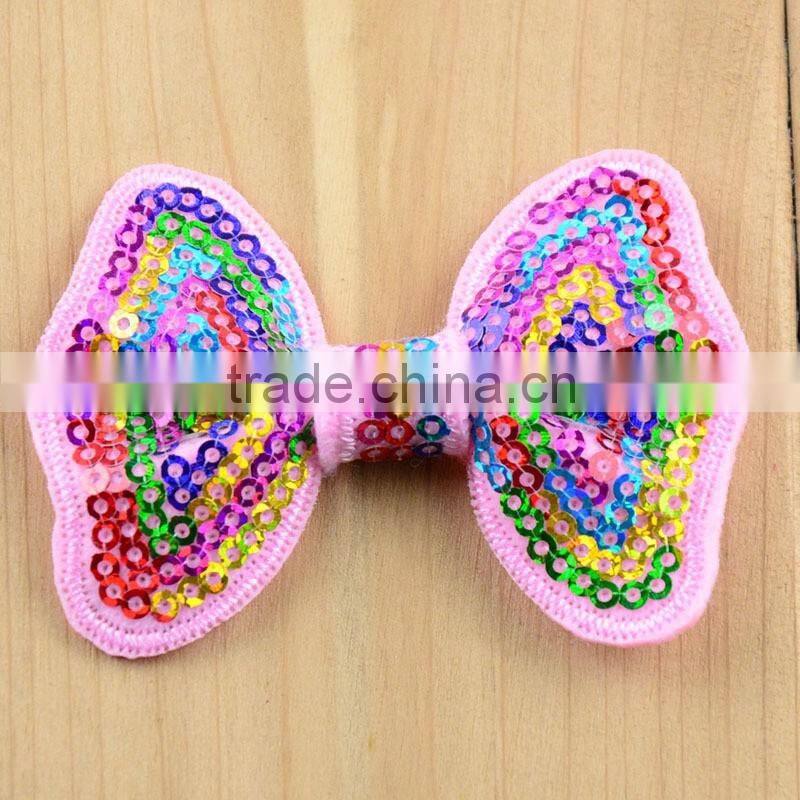 New style baby large sequin Bow hair clips boutique sequin Bow With Clip for hair accessory CB-3382