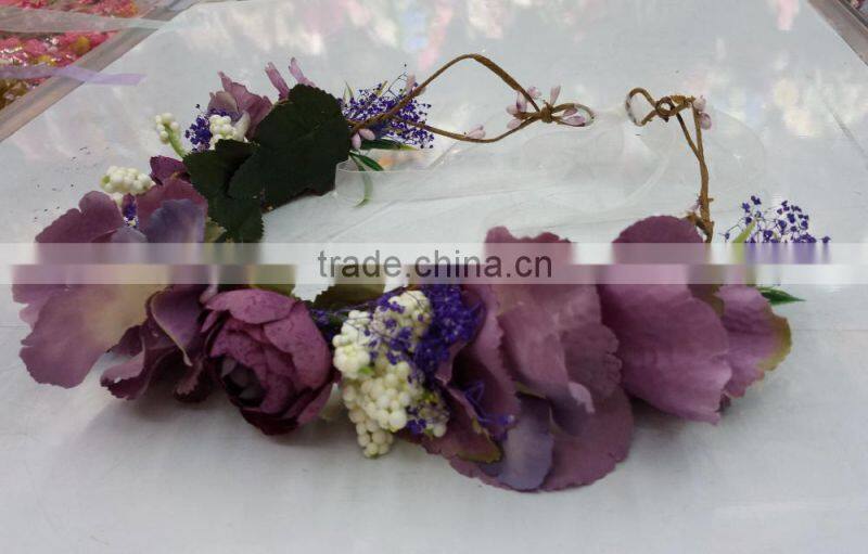 HL017 wholesale Fashion tiara flower crown headband for women wedding flower garland crown