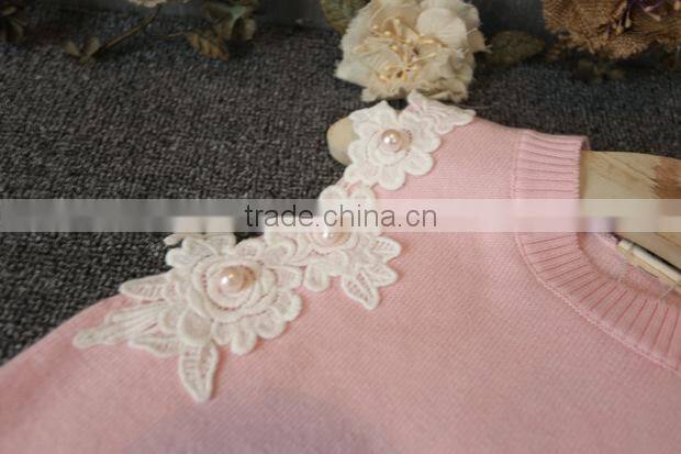 2016 fashion low price flower low MOQ sweater standing neck japan children clothing