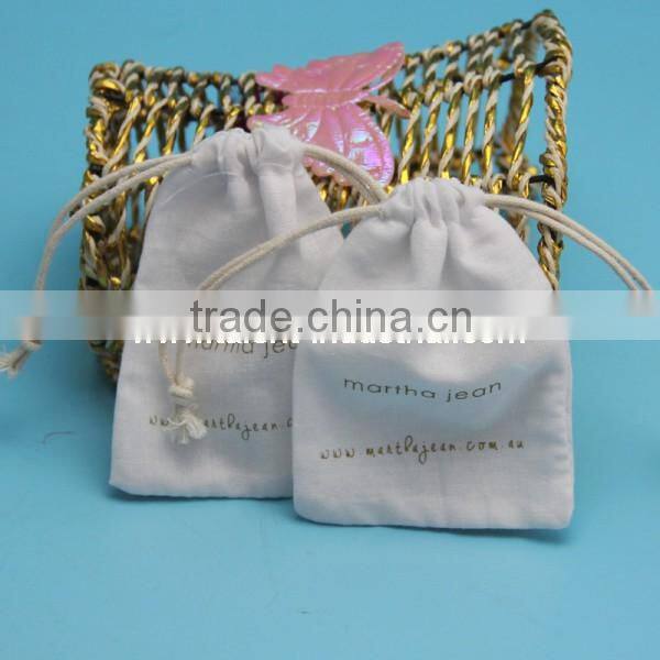 Custom organic Small Canvas Drawsting Pouch for gift