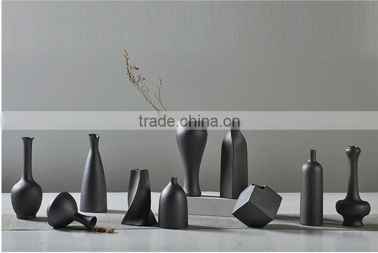 2016 iron glazed ceramic black metal flower vase for home decoration centerpiece