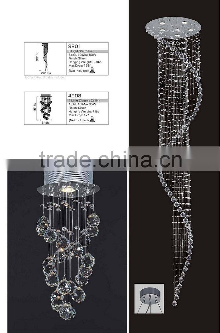 Modern hall spiral crystal chandelier, spiral chandeliers for hotel