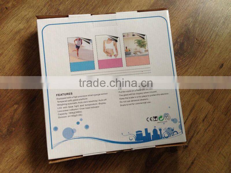 Auto on digital measures weight body scale with slik printing platform electronic weighing