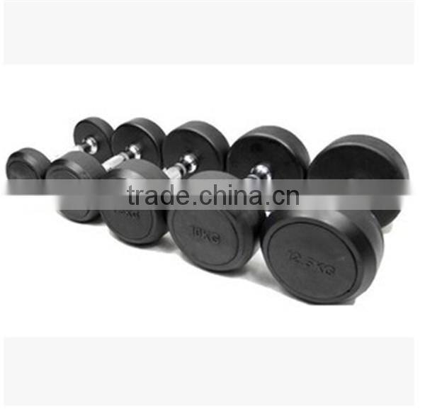 2015 hot sale Deluxe whole shaping Color PU Urethane Dumbbell with Stainless steel plating knurled handle