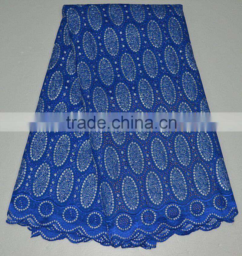 Cheap Swiss voile lace fabric in golden materials with sequins