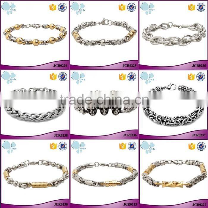 Kindy jewelry JCB0235 latest design natural color stainless steel bracelet hand chain for men