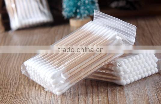 50pcs Double Ends Brich Wood Stick Cutton Disposable Beauty Clean Makeup Swabs