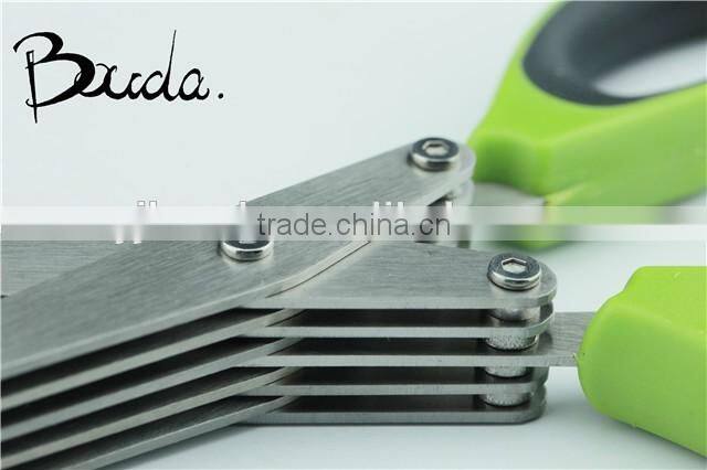 5 blade stainless steel multifunction herb scissor/paper scissors with brush BD-S1623
