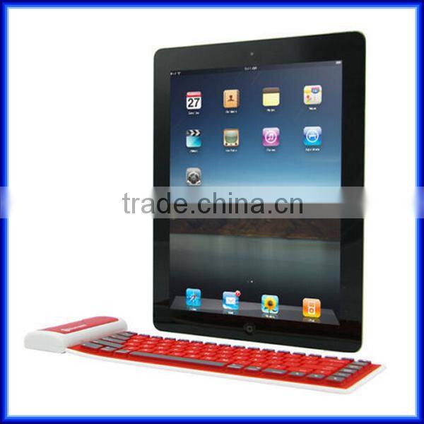 Hot sell wireless silicone waterproof soft bluetooth keyboard for ipad, Multi-color foldable soft computer bluetooth keyboard