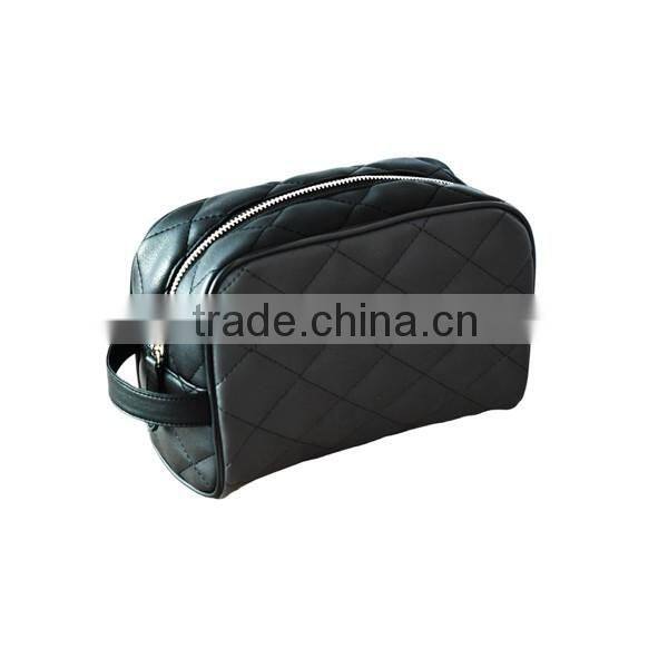 new designer black quilting pu make up cosmetic bags