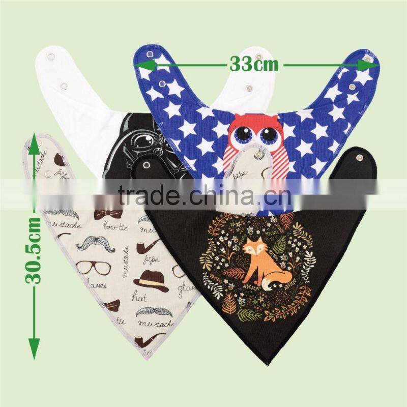 New Pattern Super Absorbent Cotton Bandana Bibs for Baby Wholesale High Quality Baby Bibs