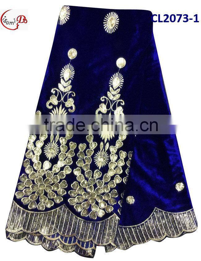 CL2073-1 New design high quality African big embroidered royal Velvet lace softly material for making dress