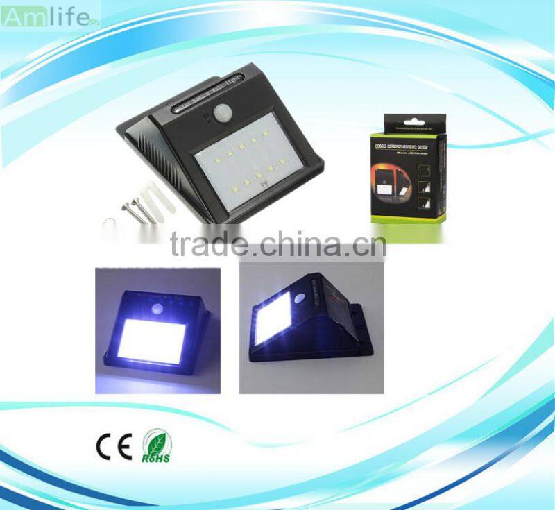 10 pcs security LED triangle wall light ,Solar motion sensor wall light with 10 LED, Solar wall lamp with SMD 2835 10PCS LED