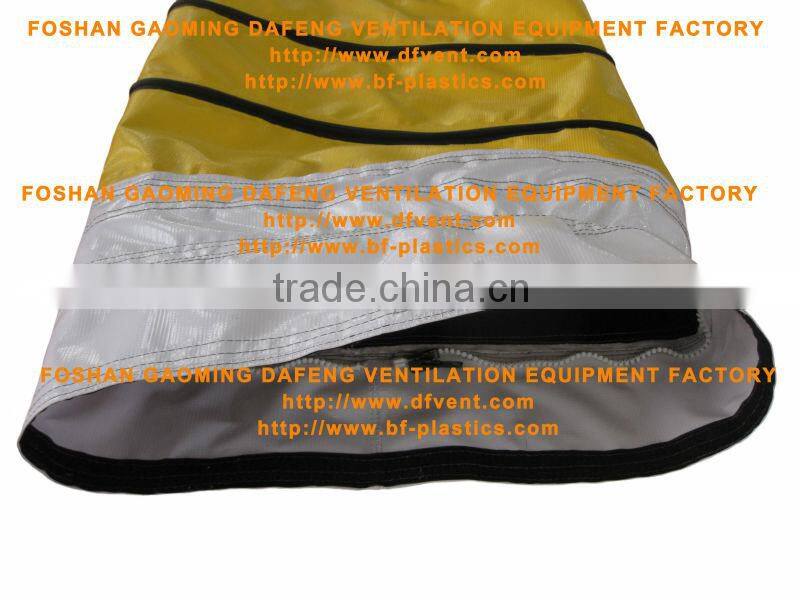 yellow thickening layflat airport insulated duct with zipper and velcro ends