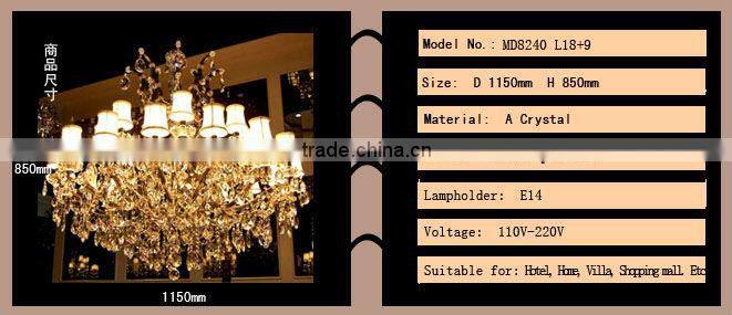 New Arrival Best Selling Crystal Decoration Art Lamp with Lampshades MD8240 L27 D1150mm H850mm