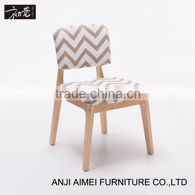 Rural style wooden coffee shop chair/ modern cloth art dining chair AM-327
