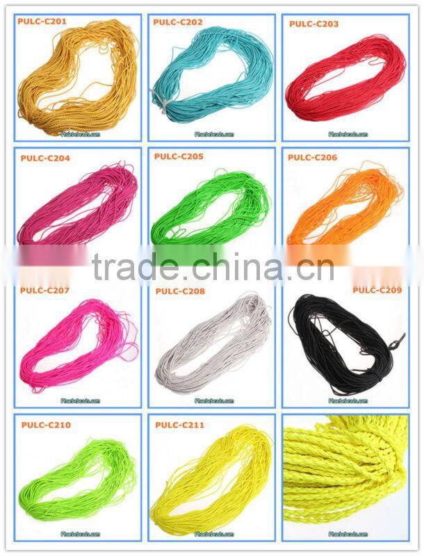 Wholesale 5mm Fluorescent Spring Green Fashion Leather Cords For Jewelry 100 Metres/ Bundle PULC-F501