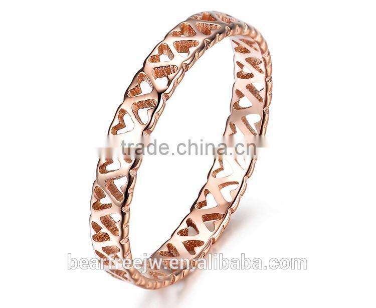 Fashion Women Rose Gold Plated 316L Stainless Steel High Polished Camellia Pierced Ring