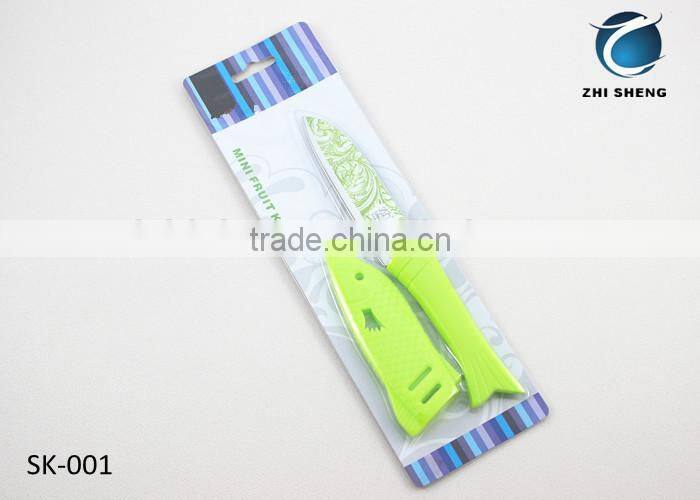 Fish Shape cheap paring knife with sheath