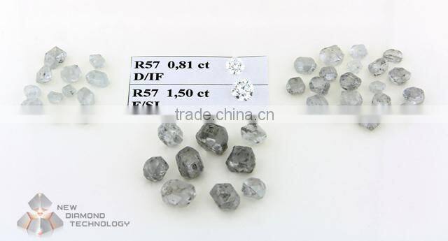 Colorless lab-grown single-crystal rough diamond