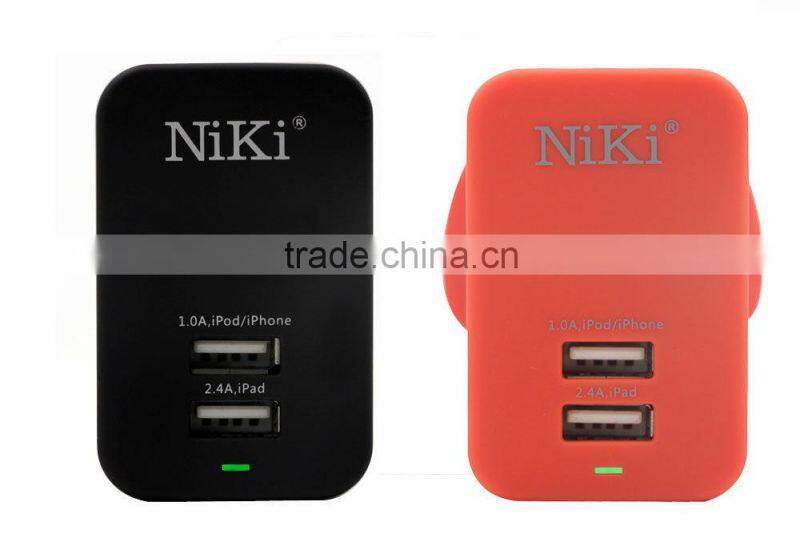 UK standard 5V 3.4A universal dual usb wall charger for home and travel charger