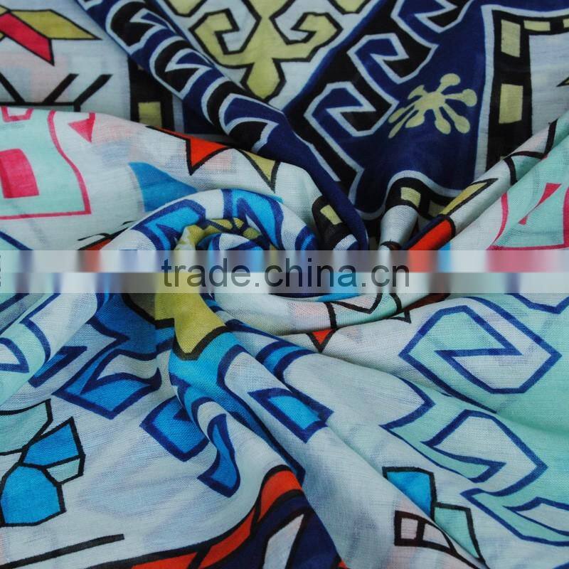 female big flower printed tassel scarf autumn popular cotton voile shawls wrap head pure muslim scarves/ pashmina