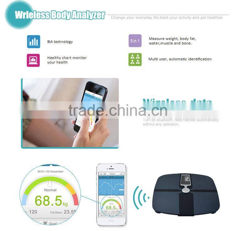 BT4.0 body fat scale, wirless body fat scale, bluetooth4.0 body fat scale