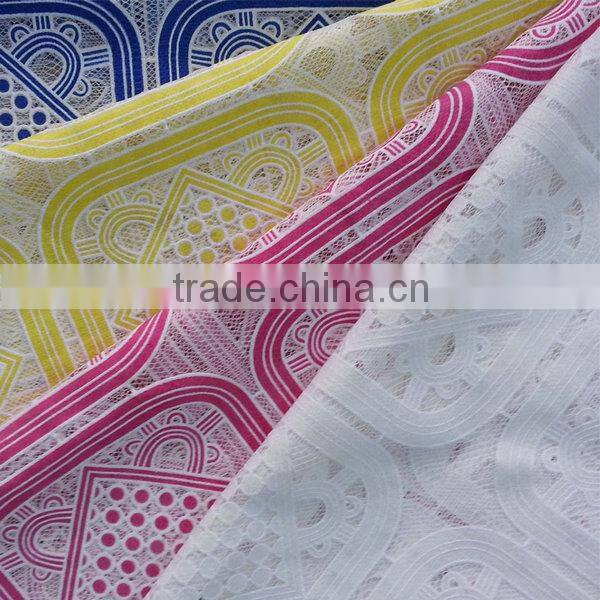 YH006# 2015 China supplier cotton polyester burning flower lace fabric for fashion dresses