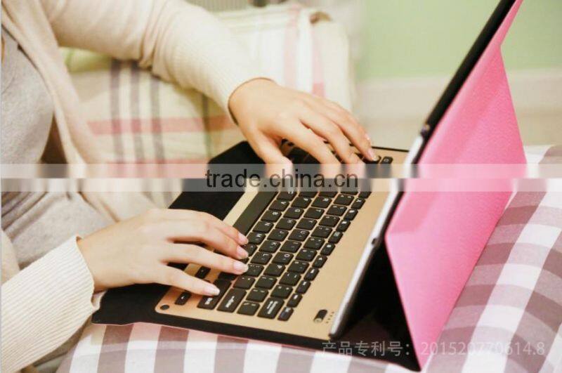fashion style 2-in-1 Aluminum Metal Bluetooth Keyboard+Leather Case For Apple iPad Pro 12.9"
