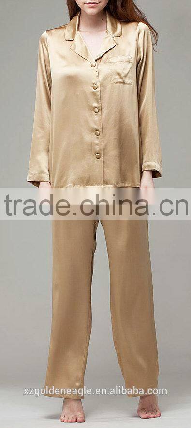 Classica Silk Satin Sleep Shirts Pure Silk Chameuse Fabric Pajamas