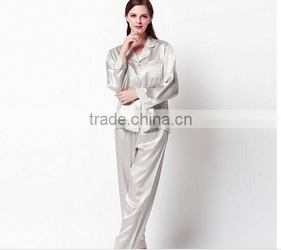 Classica Silk Satin Sleep Shirts Pure Silk Chameuse Fabric Pajamas