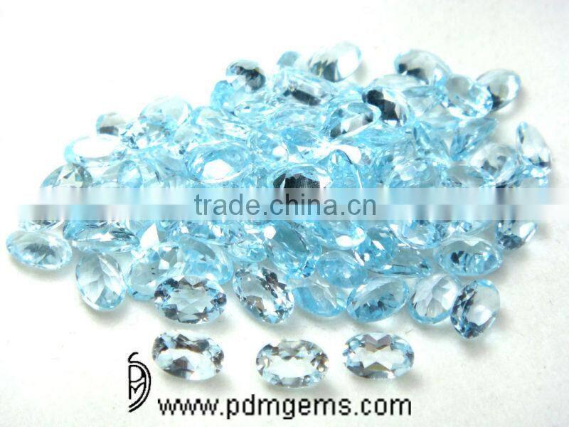 Sky Blue Topaz Semi Precious Gemstone Oval Cut Faceted Gemstone Lot For Jewelry From Wholesaler