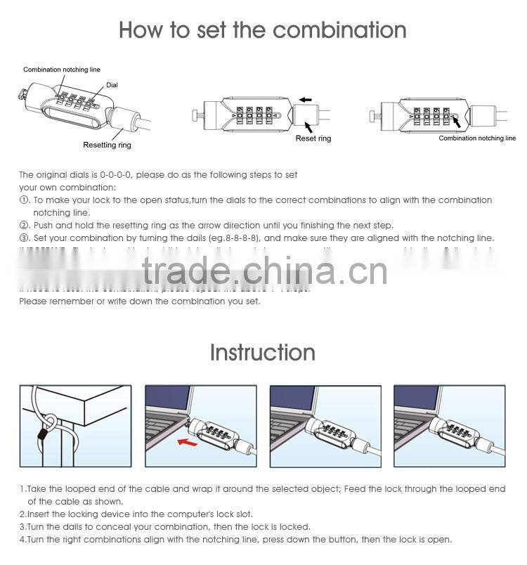Laptop Cable Lock,Combinational Lock,Computer Lock,Kengsinton Lock From YiFeng