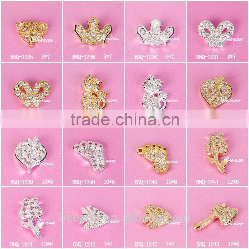 2014 New Design Hot Sale 3D Zircon Nail Art Jewelry Metal Nail art designs