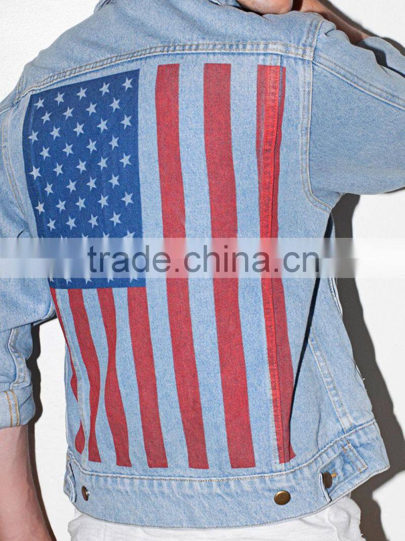 hot sale cool style US flag screen printed denim jackets (JXY025)