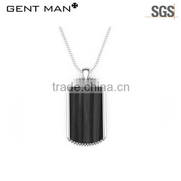 100% Carbon Fiber 925 Sterling Silver Dog Tag Pendant for Men