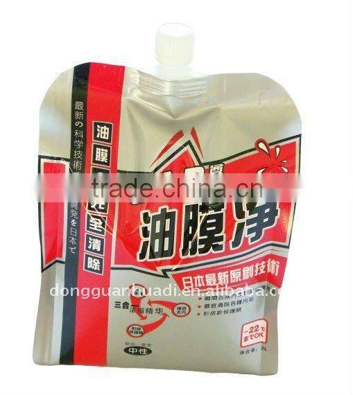 aluminum foil doypack spout packing pouch for liquid washing detergent