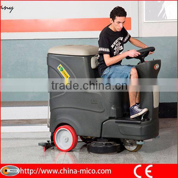 Smart control for compact ride on floor scrubber machine