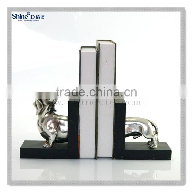 polyresin brass painted dog bookends decorative bookends