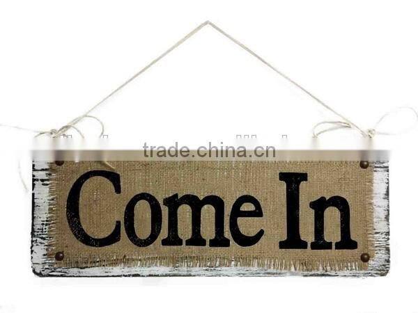 Wooden Home Sign Handmade Customized Burlap Printing