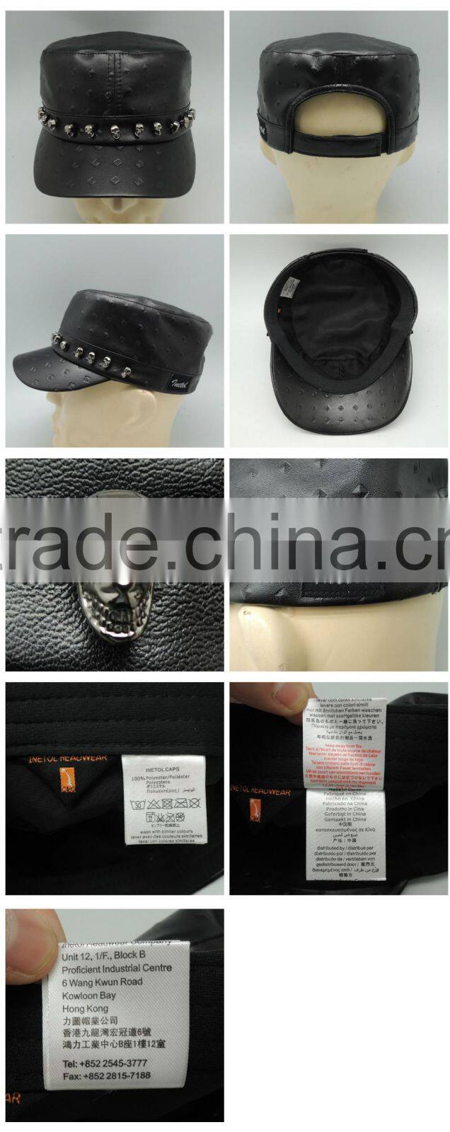 Fashion Punk polyester velcro custom flat top hats