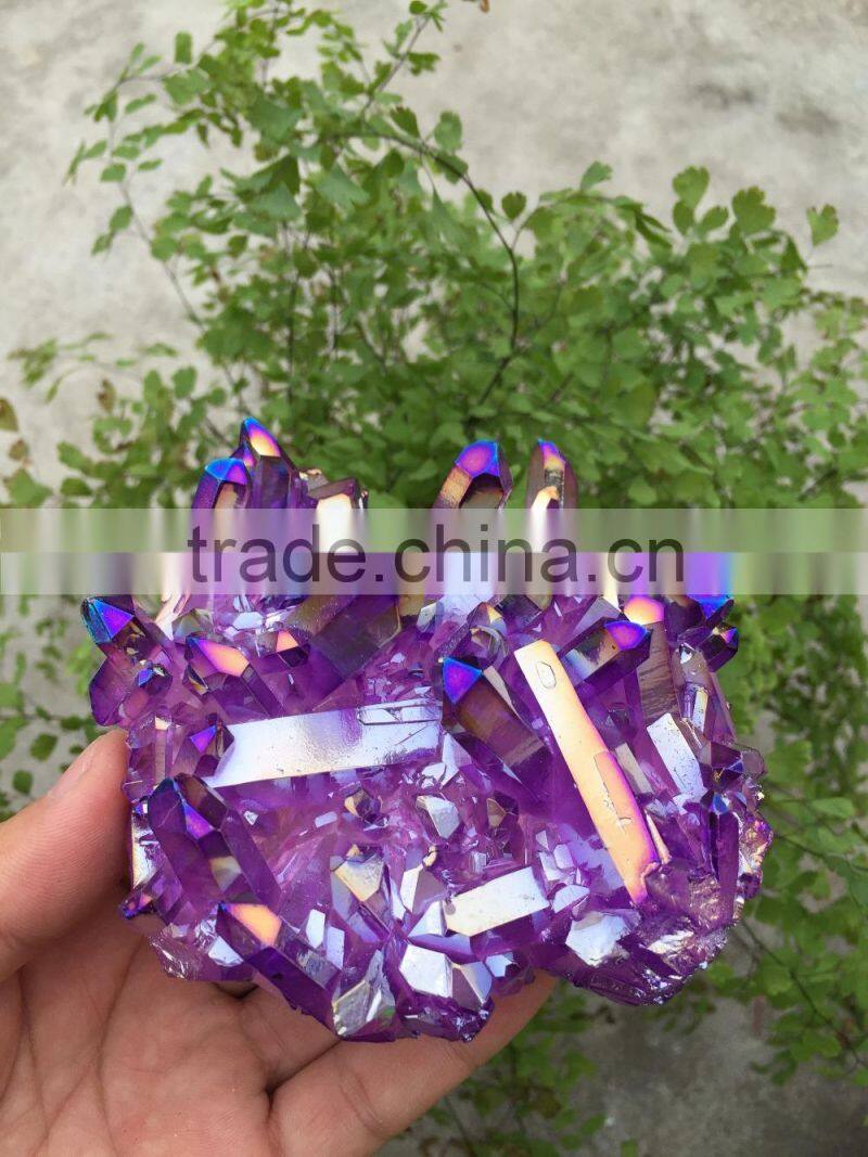large light purple raw crystal cluster with plating for sale