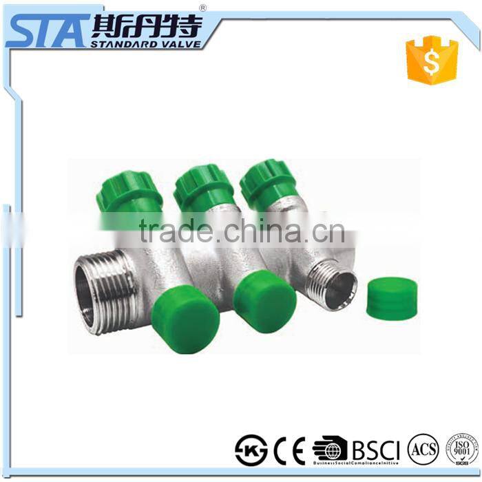 ART.5020 Brass forging floor heating manifold impoter in China and thread material and high pressure and CE cetificate for water