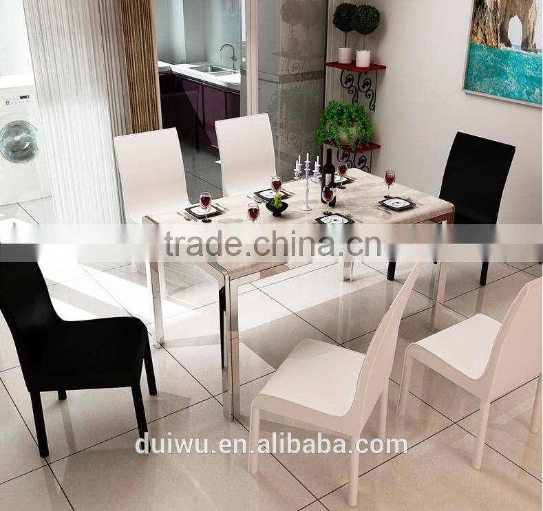 Strong enough 201 stainless steel base marble table modern furniture