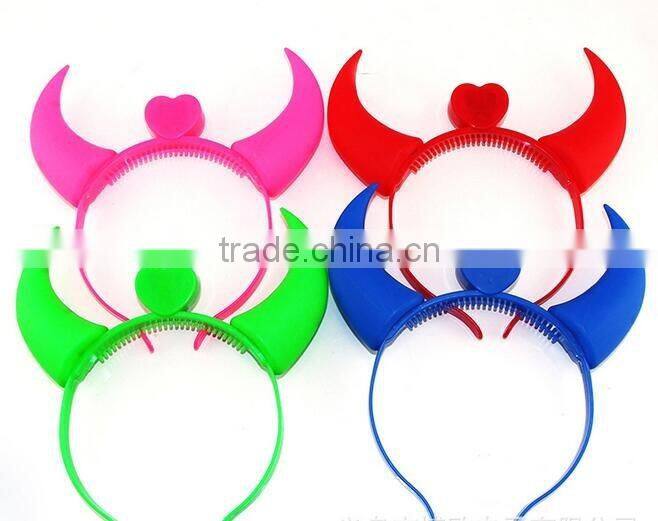 hot sale LED Hair Accessories Flash Ox horn Hairpin Headband for Halloween Party crazy party