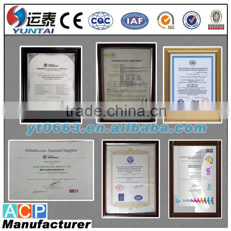 Fireproof wall panel PE PVDF coated aluminum composite panel suppliers