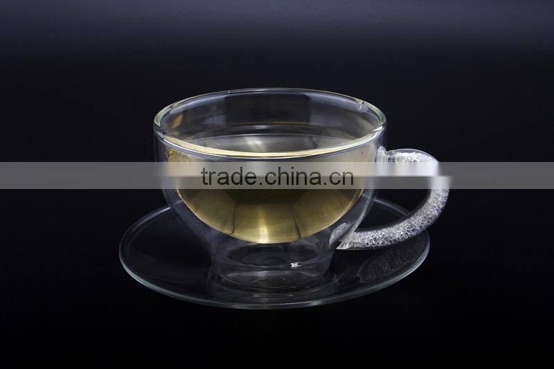 Personnalized clear Multi-function tea cup saucer set/ square tea cup sets coffee cup with diamond shank unique style