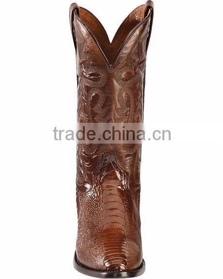 black cherry tan cowboy&cowgirl handmade genuine leather Western ostrich leg boots wholesale